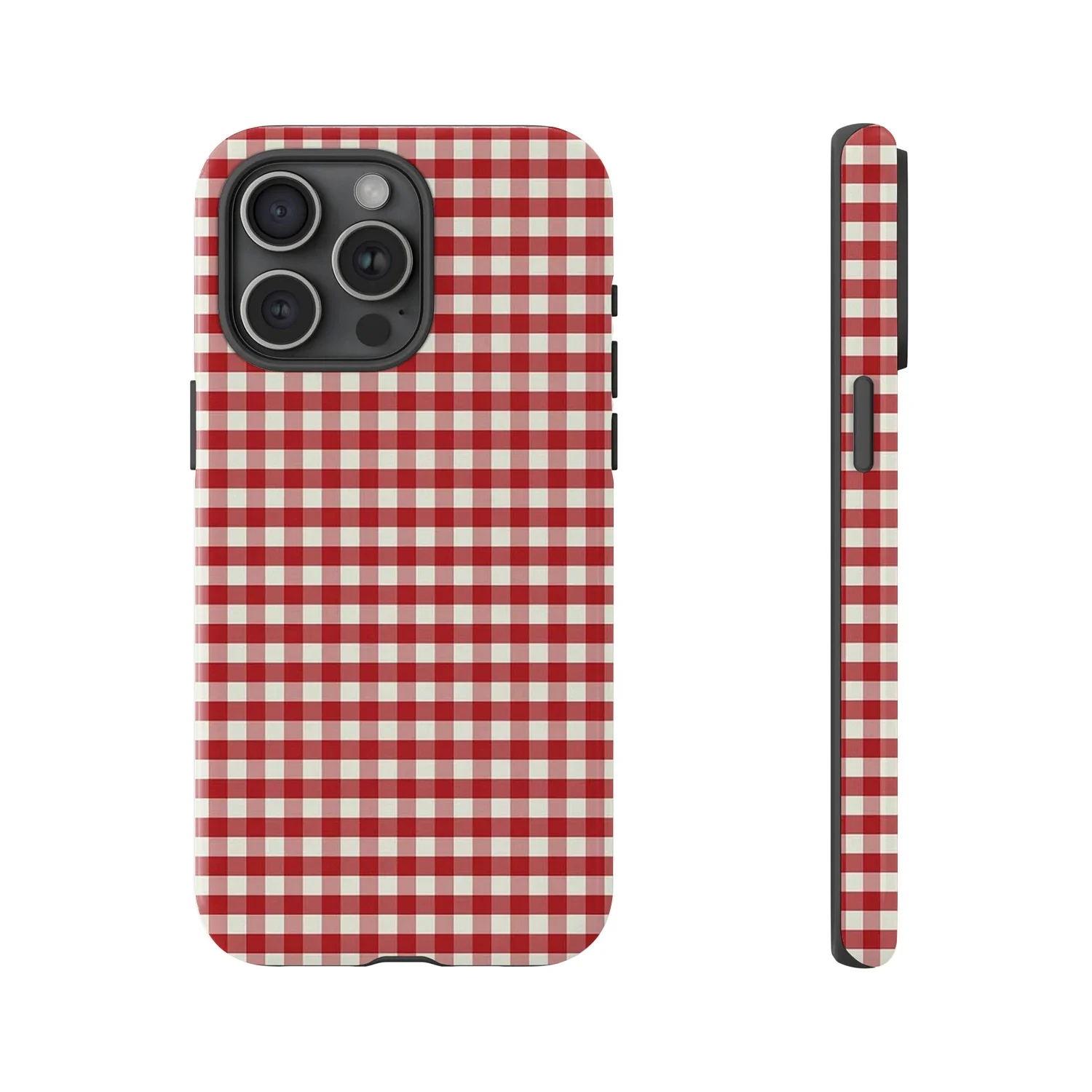 Phone Cases Burga - 레트로 레드 깅엄 무광 터프 폰
