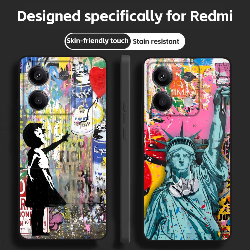 Phone Cases Drawing - 뱅크시 그래피티 아트 레드미 노트 14