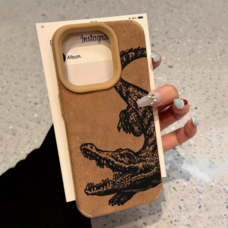 Phone Cases Vape - 블랙 크로커다일 패턴 TPU 폰 케이스