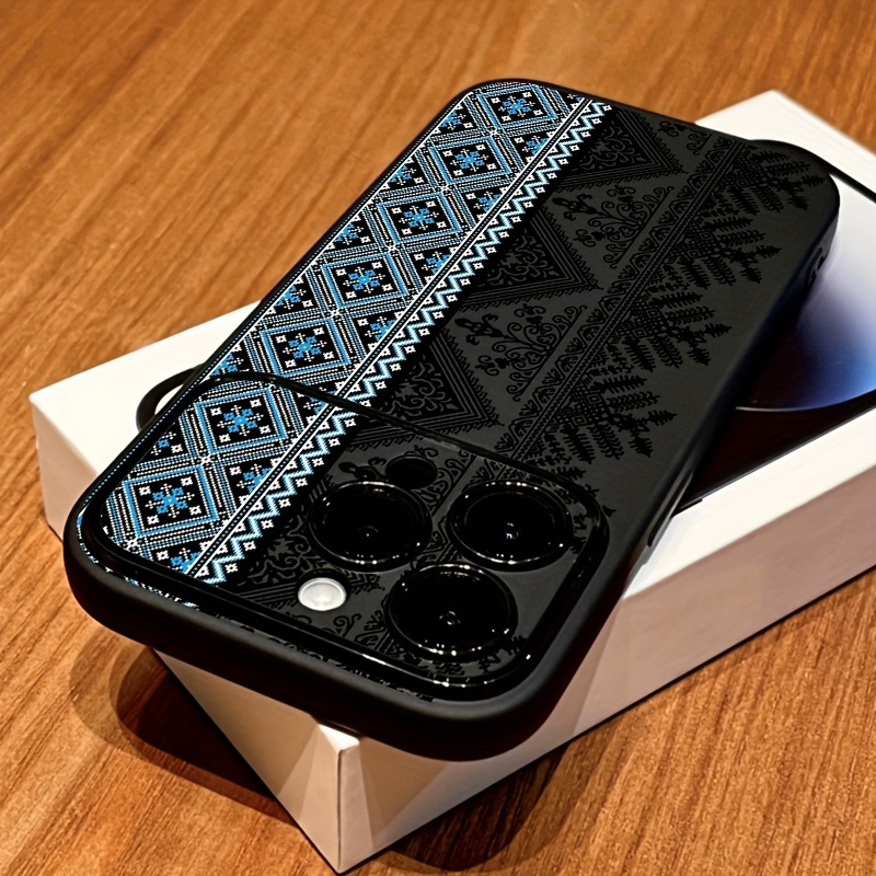 Phone Cases Drawing - 빈티지 토템 그림 충격 방지 블랙