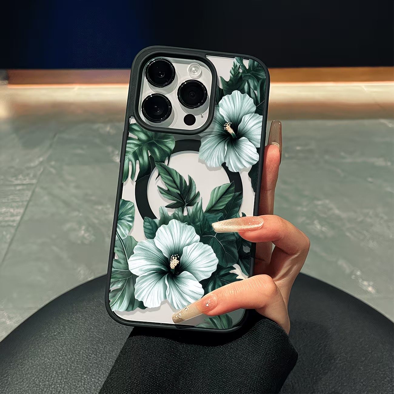 Phone Cases Online - 그린 플로럴 프린트 폰 케이스 (아이폰