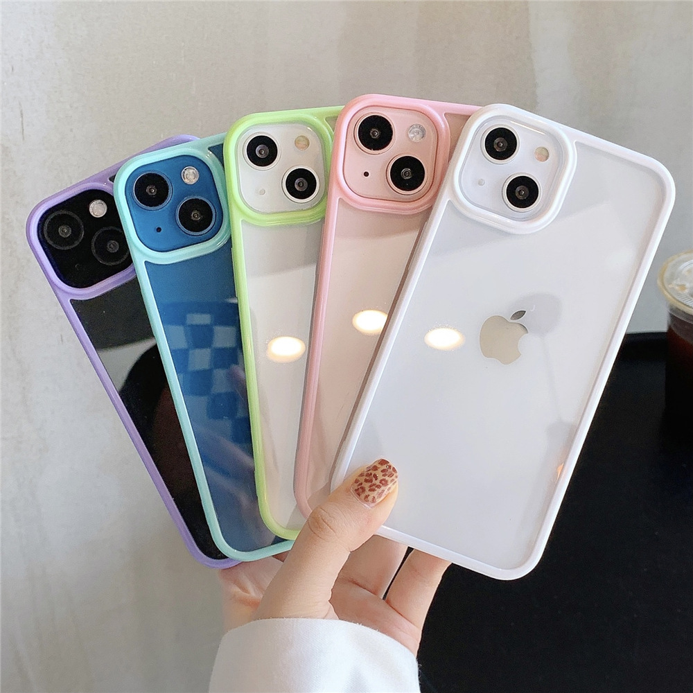 캔디 컬러 아크릴 투명한 전화 케이스 Iphone15  - Phone Cases Burga 리뷰 및 가격