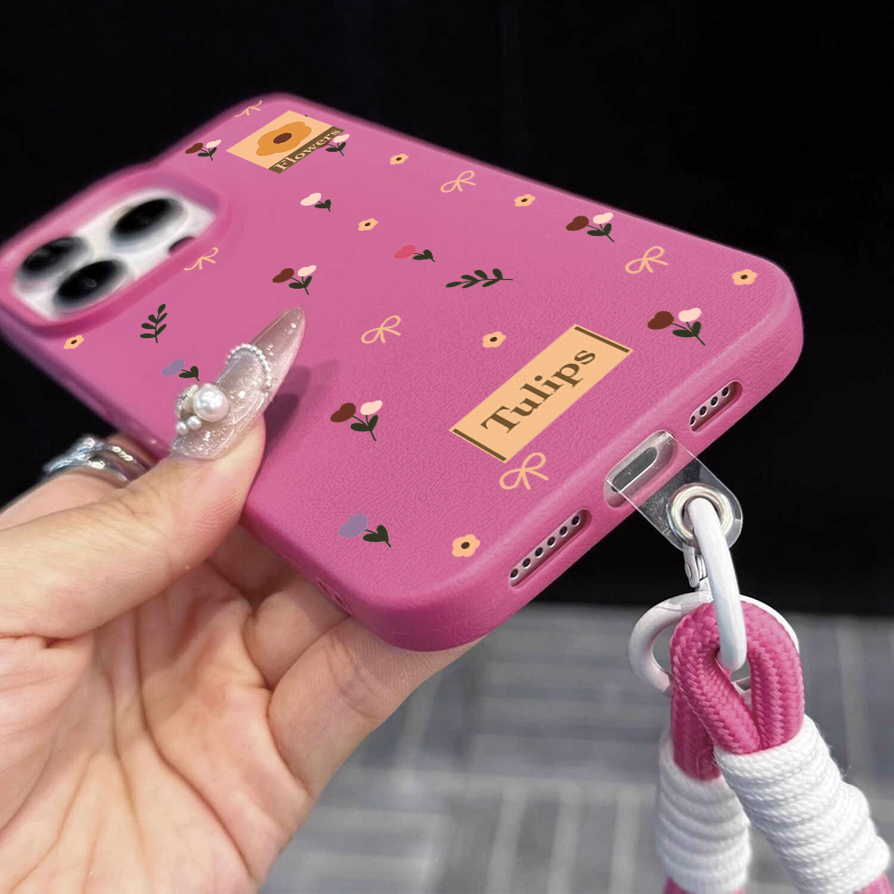 튤립 보우 스트랩 로프 폰 케이스 아이폰 17 16 1 - Phone Cases Leather 리뷰 및 가격