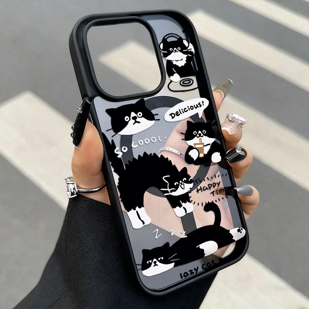 재미있는 검은 고양이 무선 충전 휴대폰 케이스 아이폰  - Phone Cases Magsafe 리뷰 및 가격