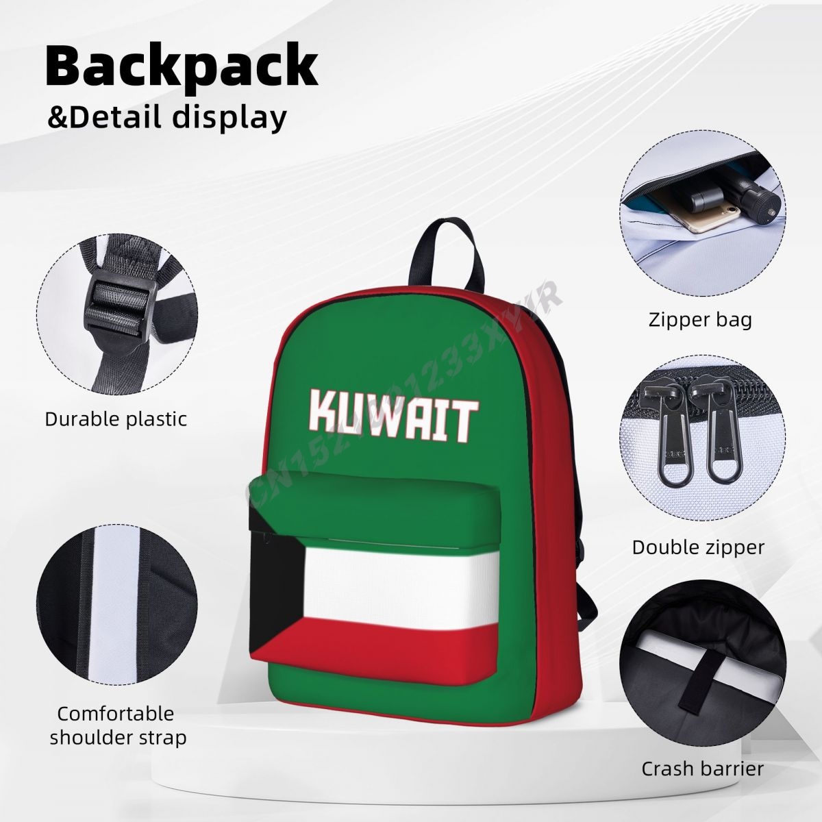 유니섹스 배낭 쿠웨이트 국기 쿠웨이트인 스티치 책가방  - Phone Cases Kuwait 리뷰 및 가격