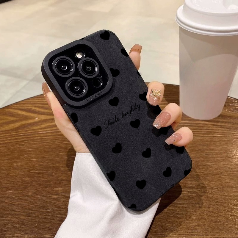 새로운 럭셔리 블랙 러브 하트 소프트 폰 케이스 아이폰 - Phone Cases Leather 리뷰 및 가격
