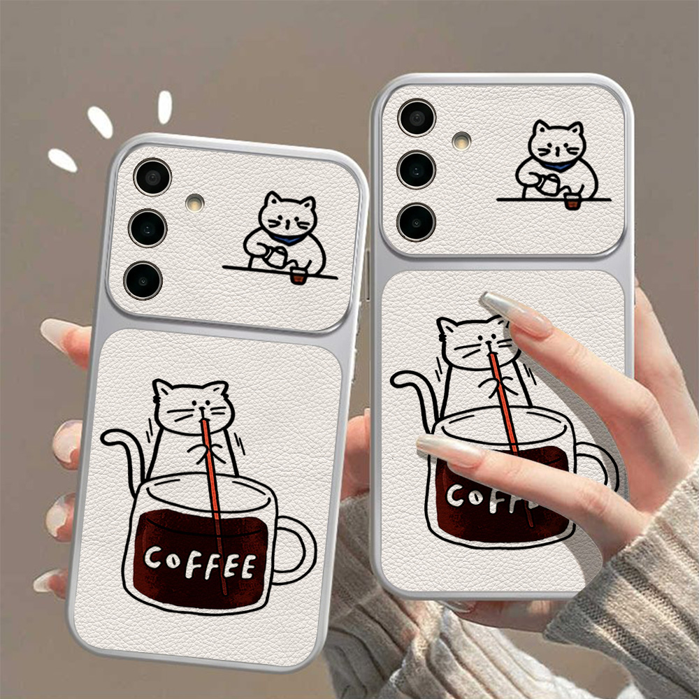 커피 귀여운 고양이 폰 케이스 삼성 S26 S25 S2 - Phone Cases Leather 리뷰 및 가격