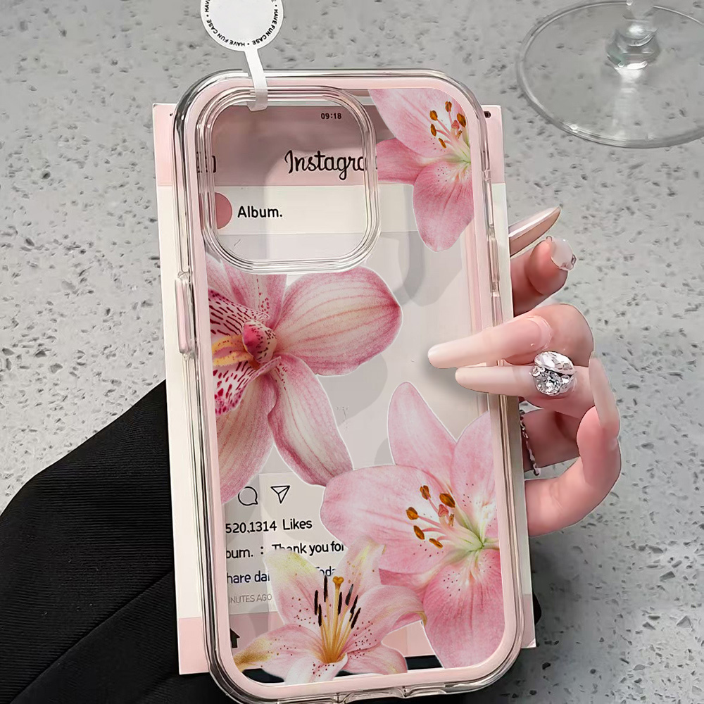 핑크 릴리 플라워 투명 폰 케이스 아이폰 17 11 1 - Phone Cases Online 리뷰 및 가격