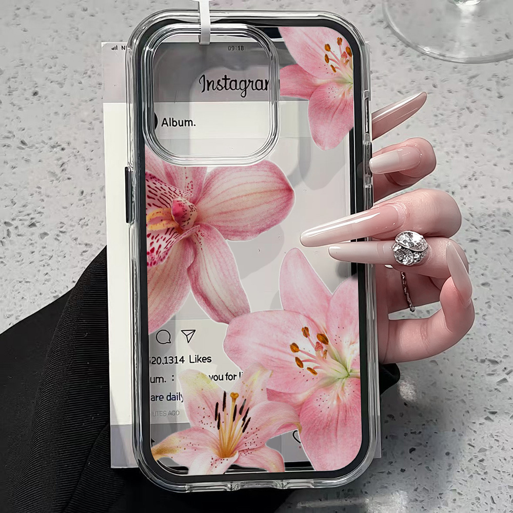 핑크 릴리 플라워 투명 폰 케이스 아이폰 17 11 1 - Phone Cases Online 리뷰 및 가격