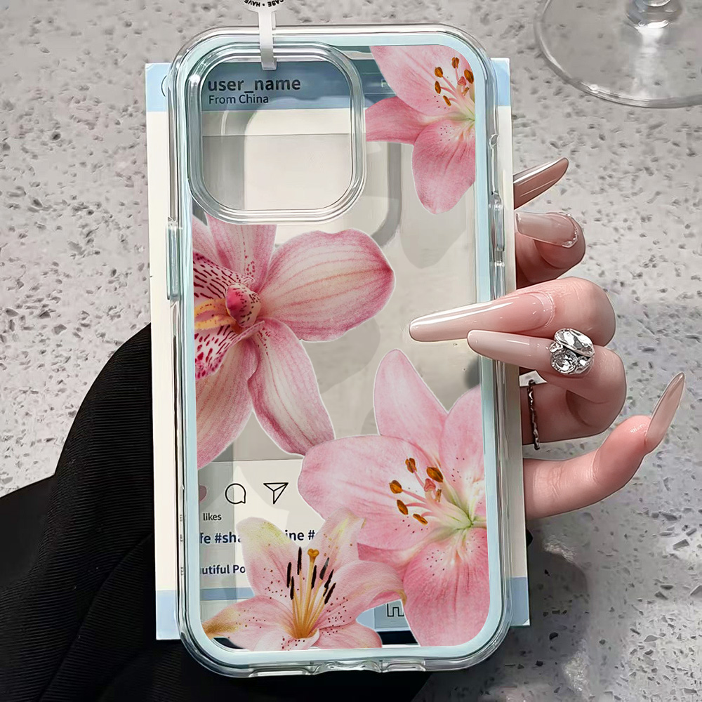 핑크 릴리 플라워 투명 폰 케이스 아이폰 17 11 1 - Phone Cases Online 리뷰 및 가격