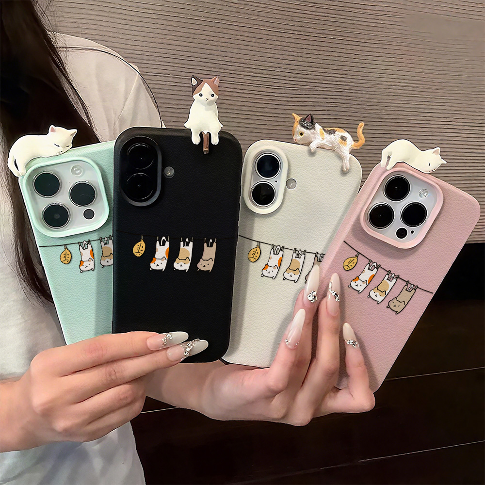 3D 귀여운 만화 고양이 가죽 케이스 아이폰 17 프로 - Phone Cases Leather 리뷰 및 가격