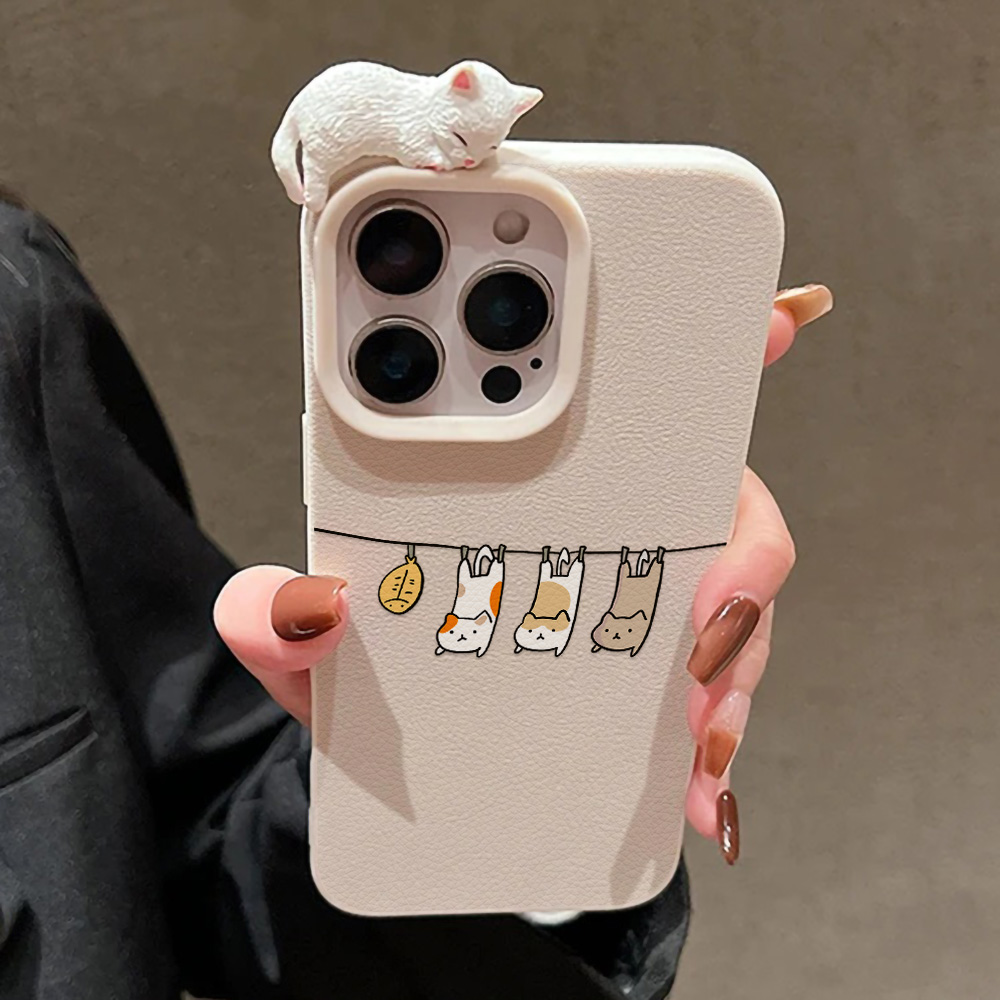 3D 귀여운 만화 고양이 가죽 케이스 아이폰 17 프로 - Phone Cases Leather 리뷰 및 가격