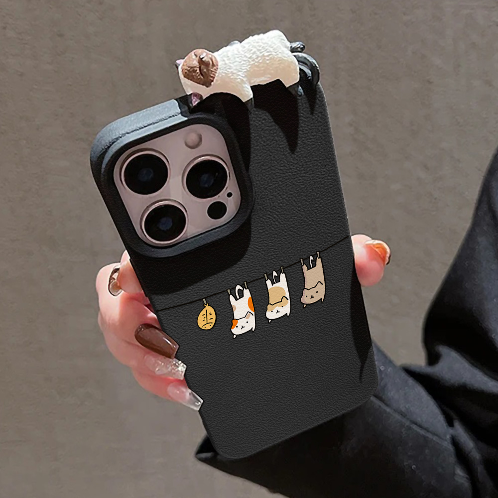 3D 귀여운 만화 고양이 가죽 케이스 아이폰 17 프로 - Phone Cases Leather 리뷰 및 가격
