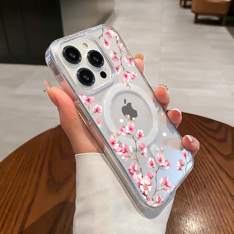 럭셔리 핑크 INS 플라워 케이스 아이폰 14 프로 맥 - Phone Cases Magsafe 리뷰 및 가격