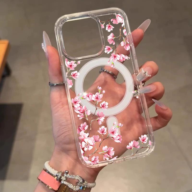 럭셔리 핑크 INS 플라워 케이스 아이폰 14 프로 맥 - Phone Cases Magsafe 리뷰 및 가격