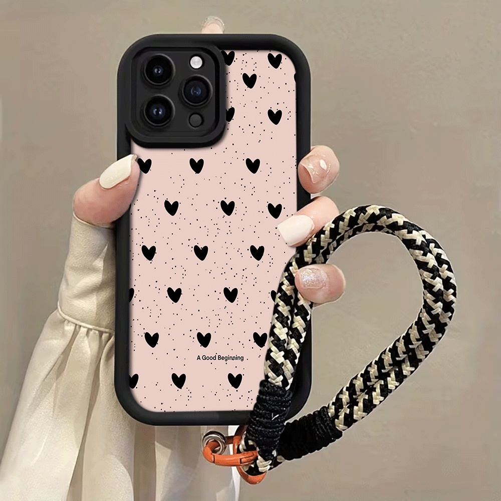 잉크 스플래터 블랙 하트 핸드 스트랩 폰 케이스 삼성  - Phone Cases With Loop 리뷰 및 가격