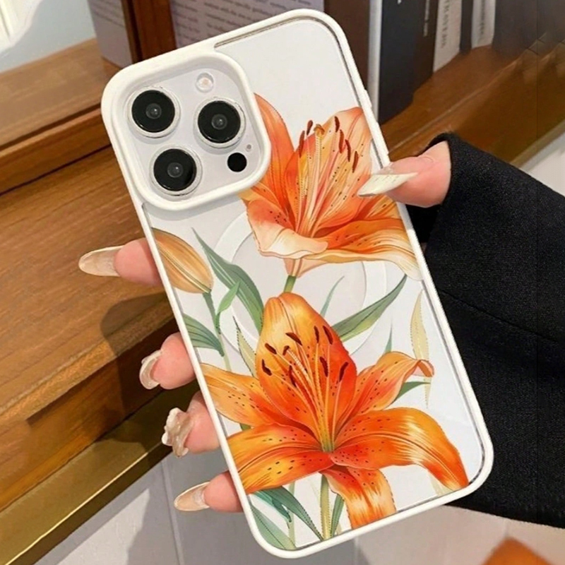 오렌지 릴리 패턴 자석 케이스 아이폰 17 11 16  - Phone Cases Magsafe 리뷰 및 가격