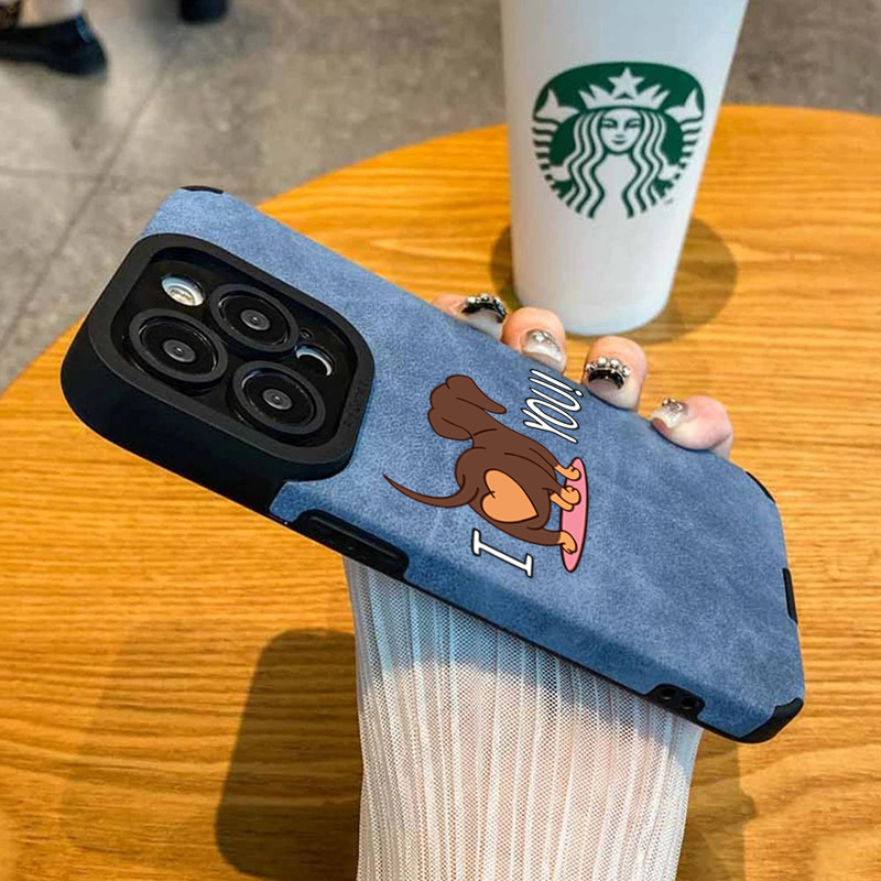 귀여운 닥스훈트 하트 프린트 아이폰 11 12 13 1 - Phone Cases Leather 리뷰 및 가격