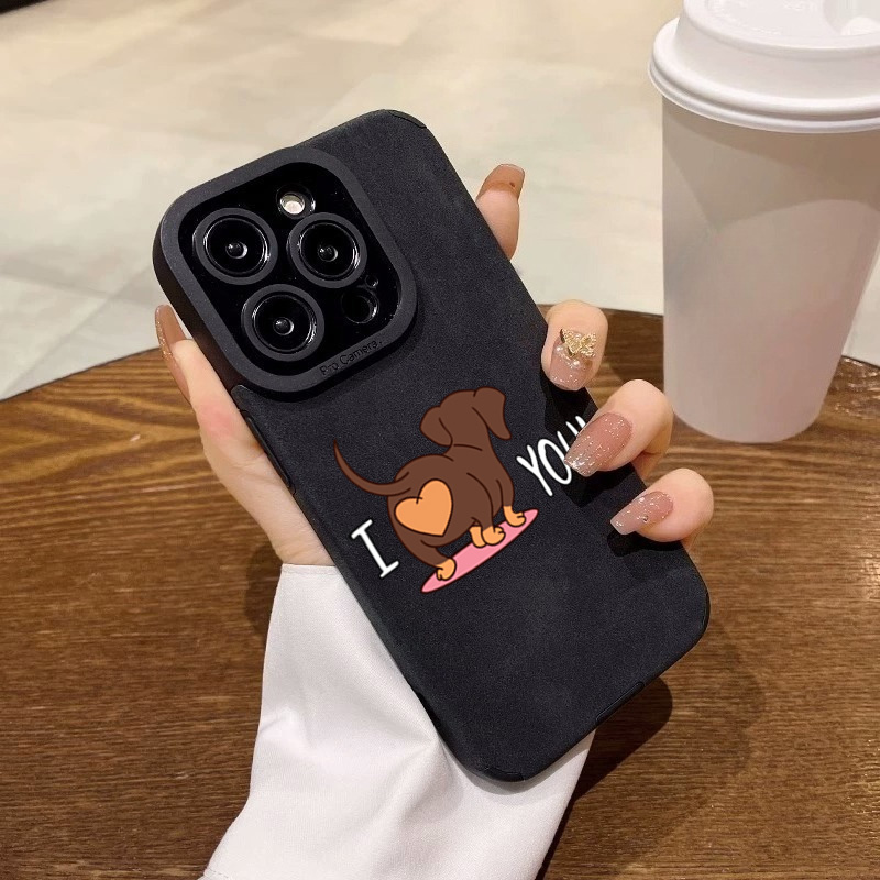 귀여운 닥스훈트 하트 프린트 아이폰 11 12 13 1 - Phone Cases Leather 리뷰 및 가격